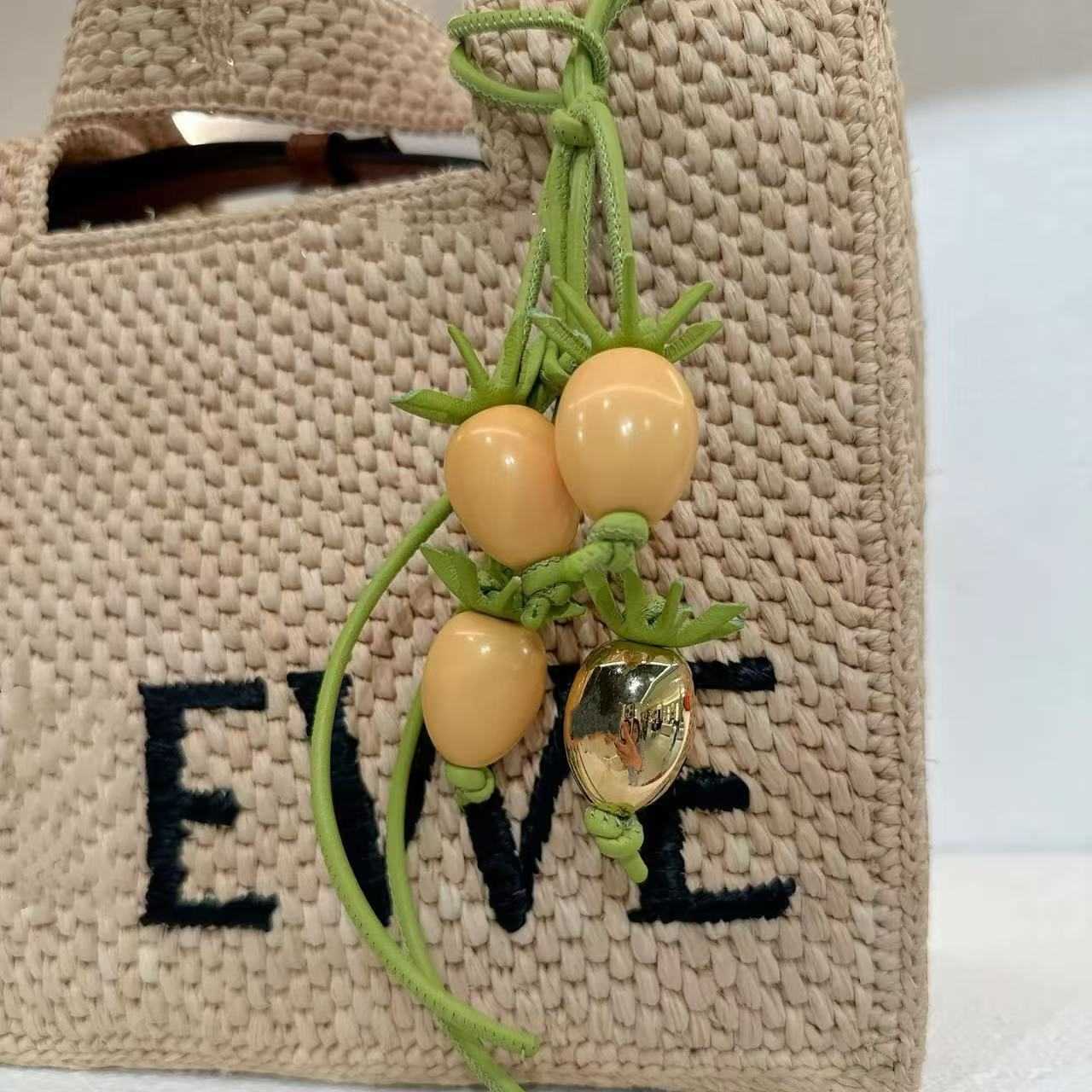 Summer Paula Series cow Leather Fruit Tomato Pendant Beaded Decoration Bag Pendant 250615