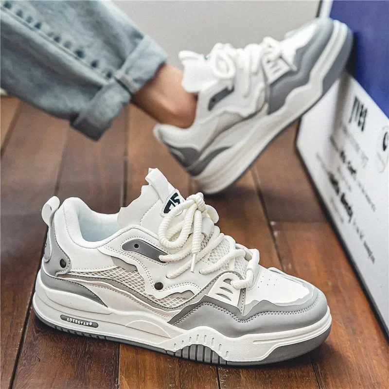 Mens Vulcanized Shoes Trendy Personalized Teenagers Casual Shoes Round Toe Lace-Up Plus Size Platform Shoes Men Shoes For Sale Z250613