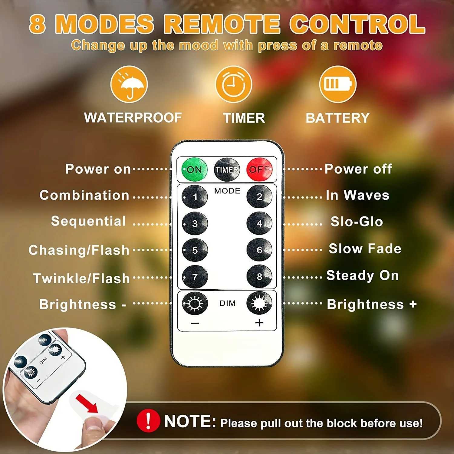 9.8Ft Waterfall String Lights With Star Topper 8 Modes Indoor Outdoor Fairy Lights For Yard Party Home Garden Christmas Tree XJ250612