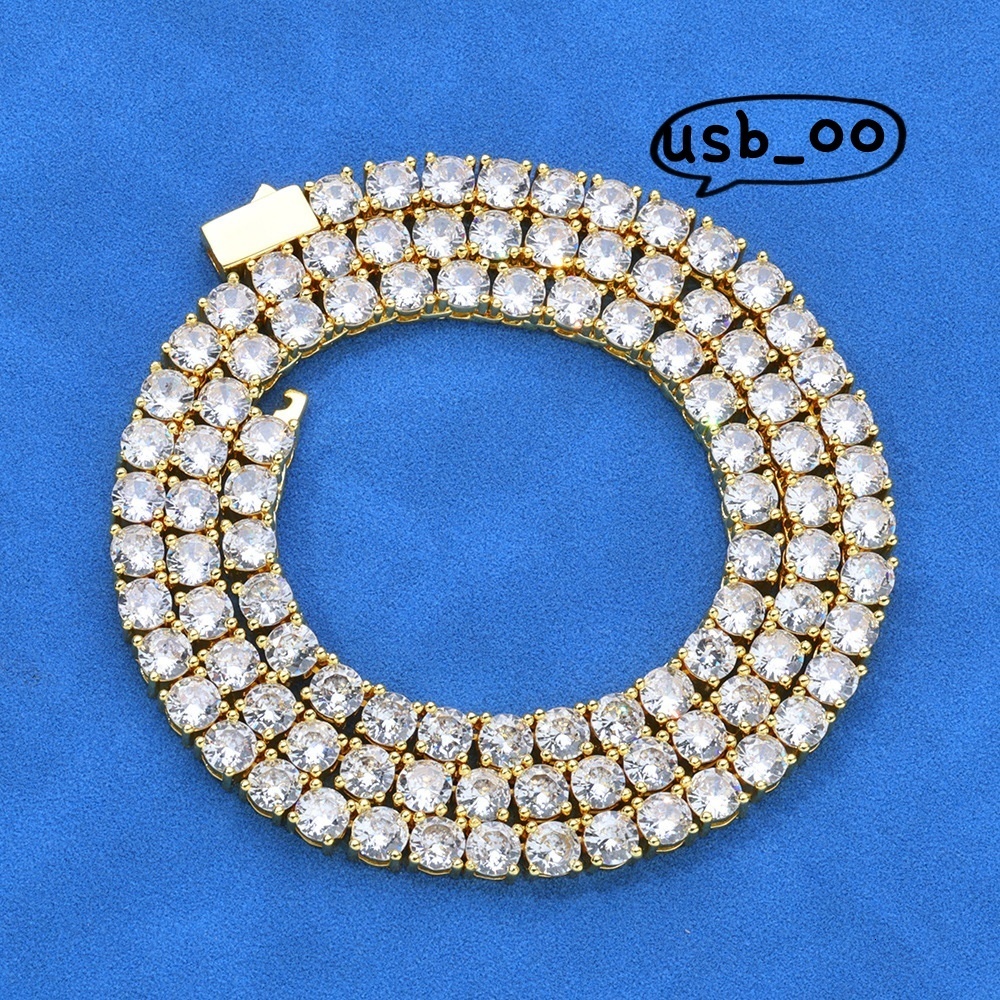 OACOCA OACOCA Hip Hop S925 Silver Moissanite Necklace with Clasp Tennis Chain for