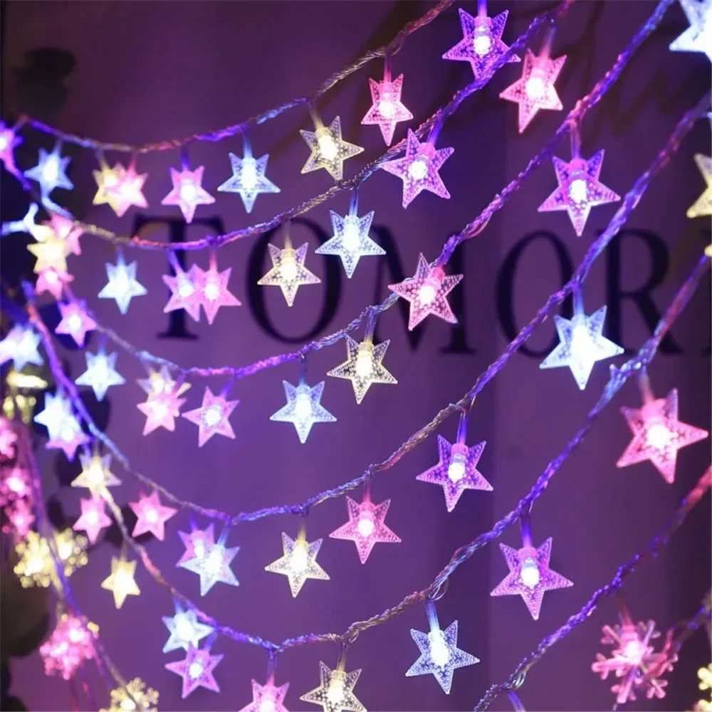 Star String Lights Fairy Lights for Bedroom String Battery Powered Adapter Christmas Lights Wedding Party Ramadan Decorations XJ250612