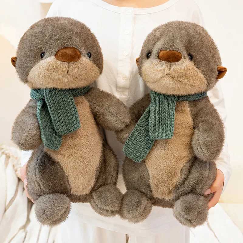 New 26/40cm Simulation Scarf Otter Animals Soft Dolls Throw Pillow Toys Office Home Decor Funny Baby Birthday Christmas Gifts L250612