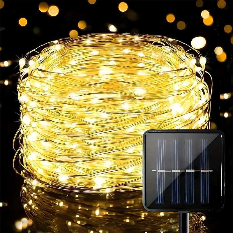 50/100/200/300 LED Solar Fairy Waterproof Copper Wire String Lights Party Garland Solar Power Lamp for Outdoor Garden Wedding XJ250612