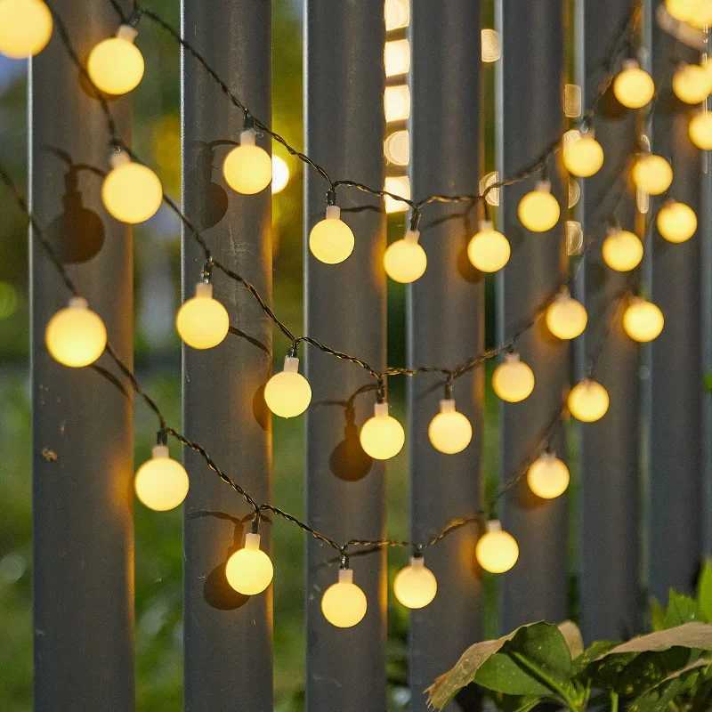 Solar Globe Ball LED String Lights 20/50/100 LEDs 8 Lighting Modes Wedding Fairy Light Christmas Garland Garden Party Decoration XJ250612