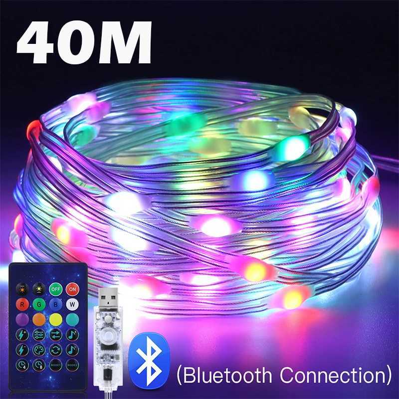 WS2812B USB Fairy Lights Bluetooth LED String Fairy Lights Dreamcolor RGBIC Party Christmas Lights Wedding Decoration Garland XJ250612