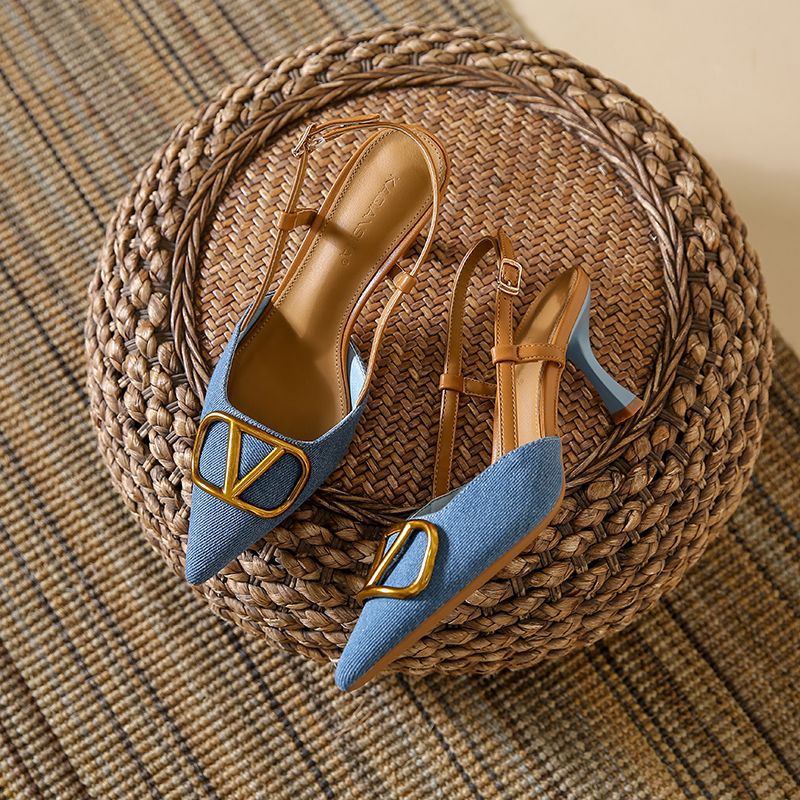 free shipping new designer Dress Shoes high heels sandals women Stiletto Heel womens indoor outdoor casual denim pointed toe shoe trainers