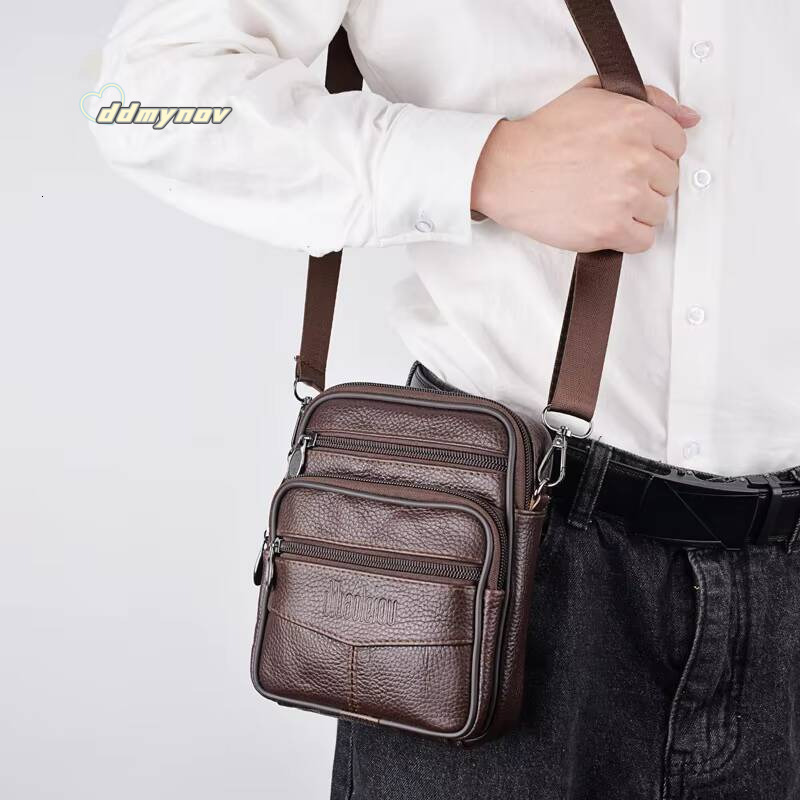 Men's Genuine Crossbody Shoulder High quality Tote Fashion Business Man Messenger Bag Leather Bags fanny pack ddmynov