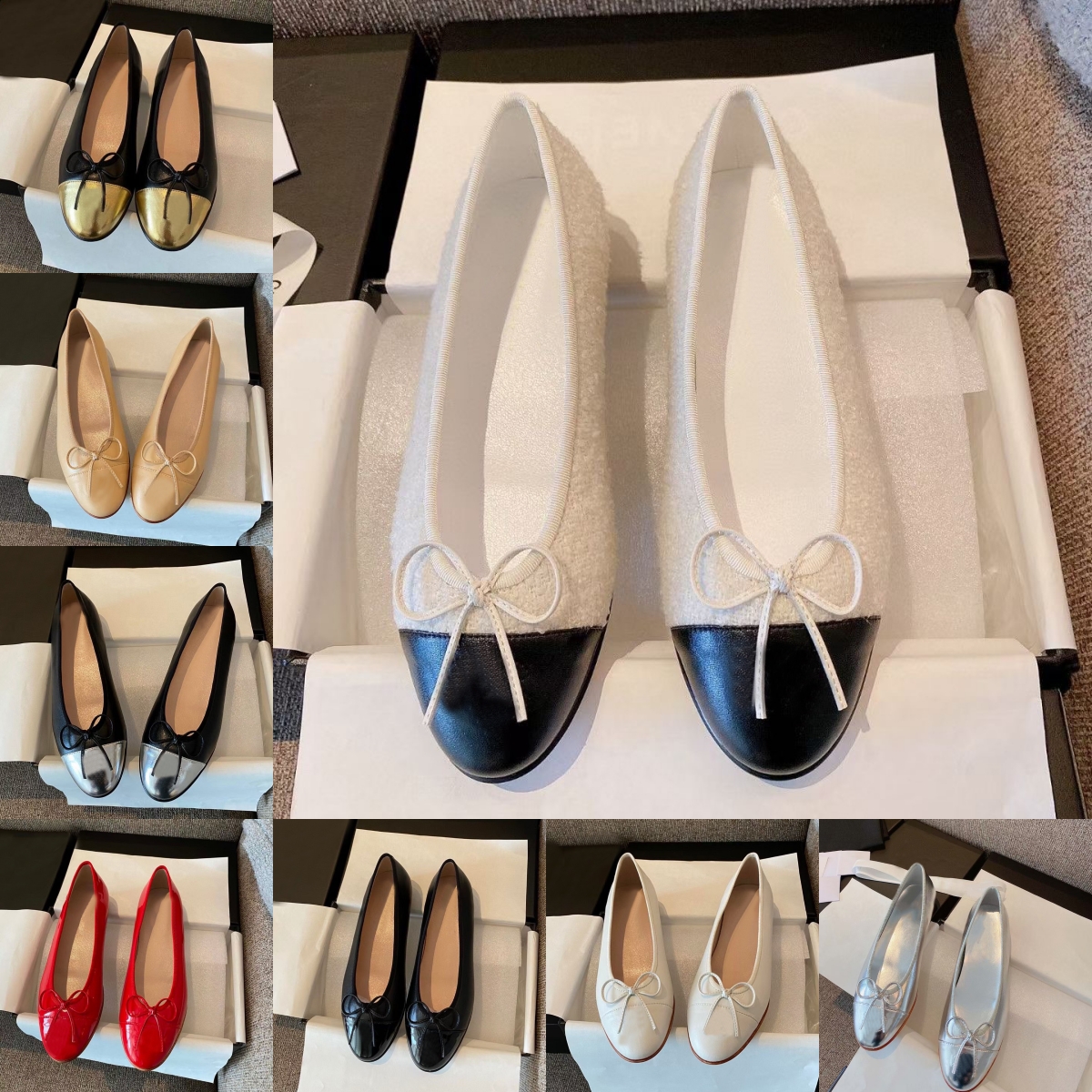 Women Dress Shoes Designer Ballet Shoes Flat Sneaker Spring Autumn Leather Black White Beige Letter Bow Dance Formal Sneakers Lady Trample Slip On Lazy Loafers