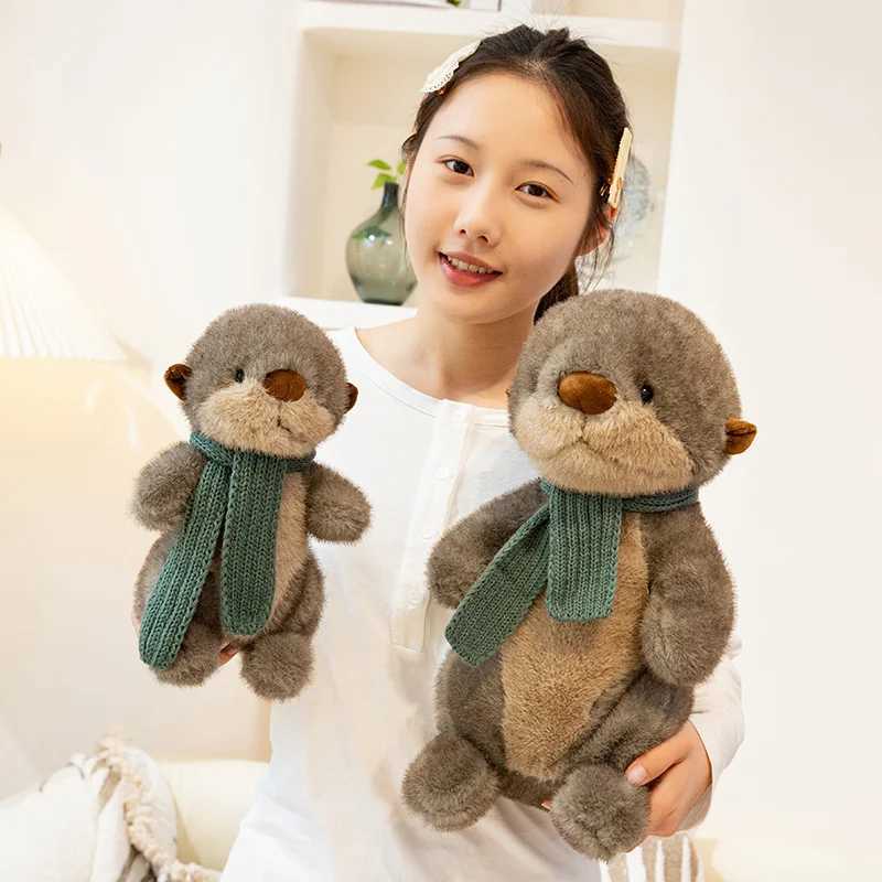 New 26/40cm Simulation Scarf Otter Animals Soft Dolls Throw Pillow Toys Office Home Decor Funny Baby Birthday Christmas Gifts L250612