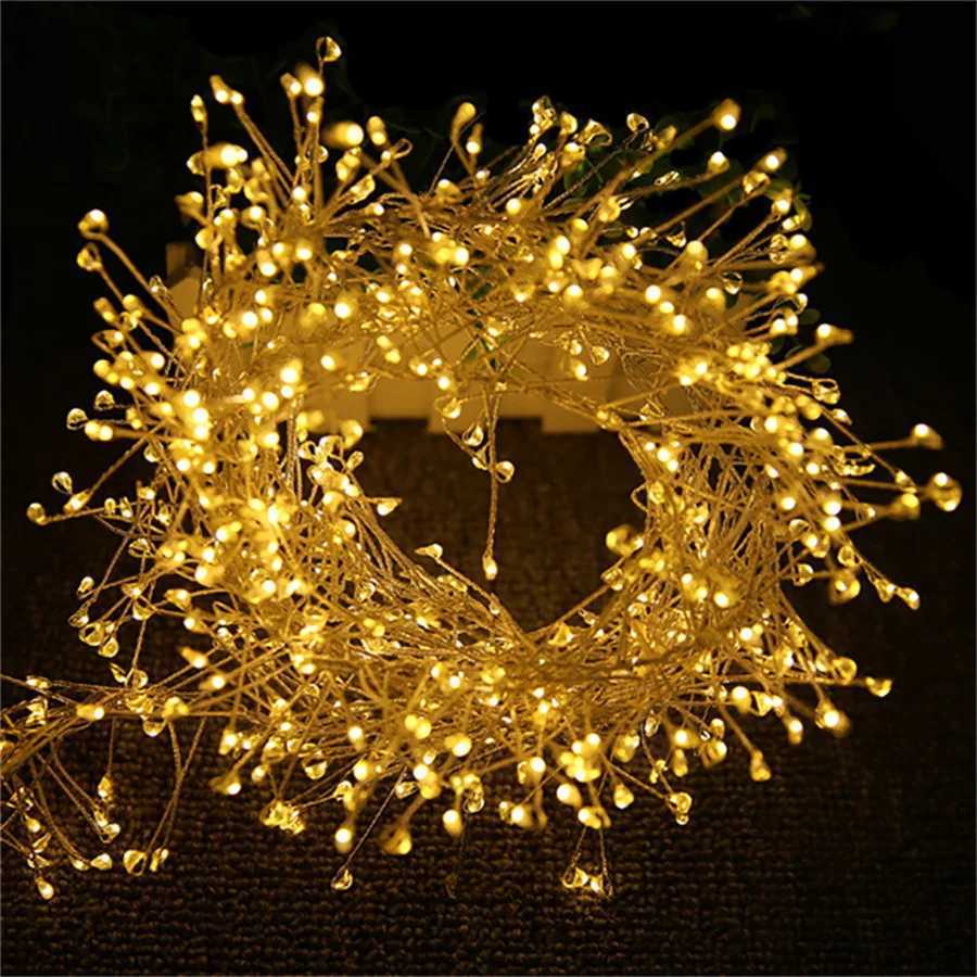 3/6/12M LED Christmas Garland Starry Cluster Light With Remote USB Power Firecracker Fairy Light Copper Wire Party String Light XJ250612