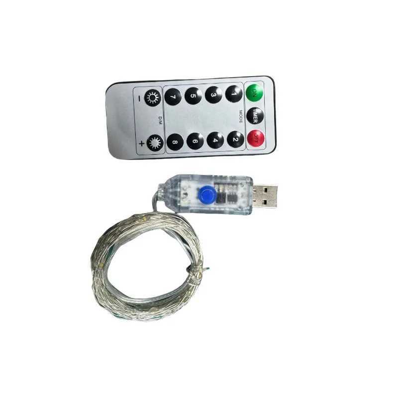 New Year Christmas Decoration Holiday Fairy Lamp Copper Wire USB LED Indoor Home Decor Warm White RGB String with Remote Control XJ250612