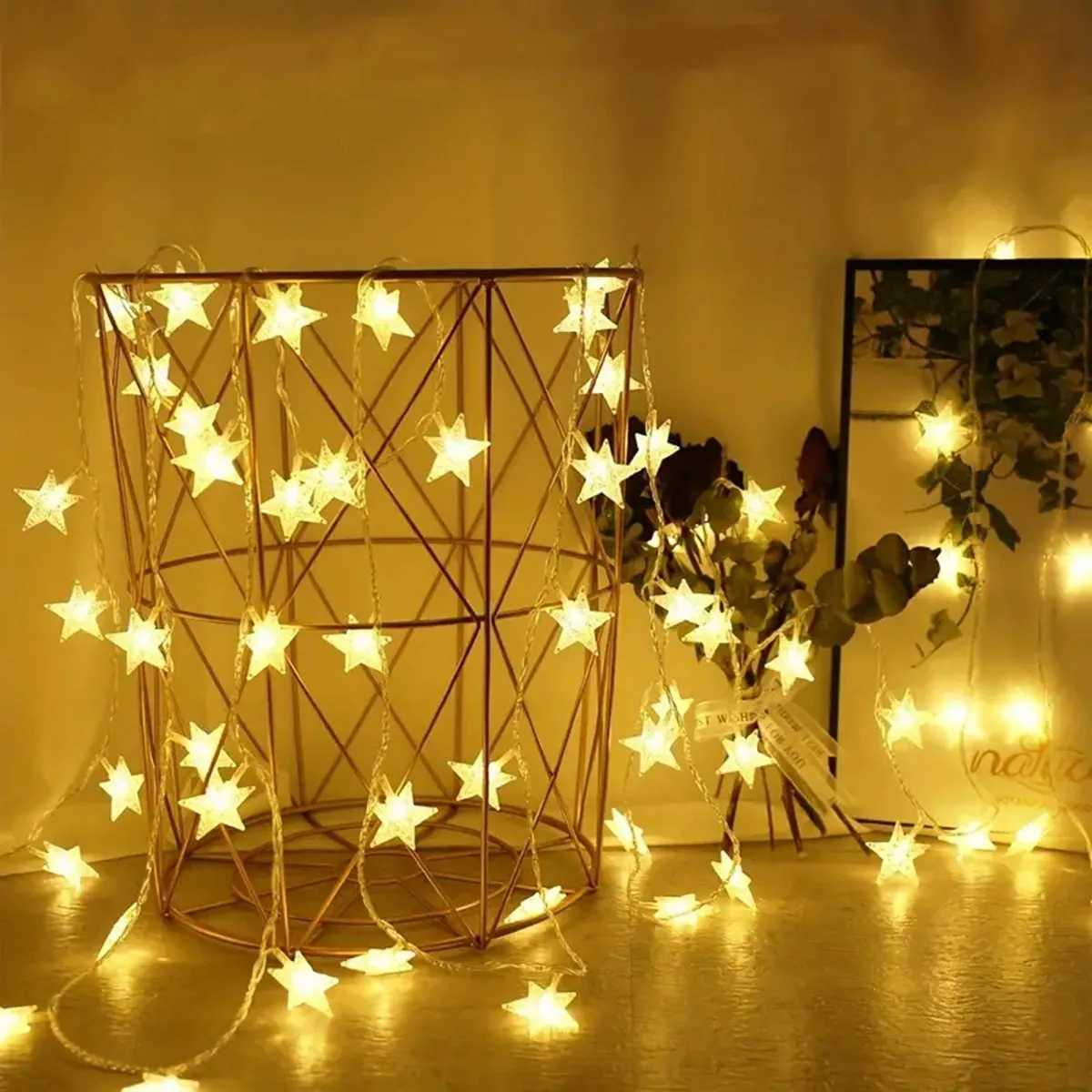 1PC 10/20/30/40 LED Star String Lights Battery Operated Fairy Lights For Christmas Tree Bedroom Room Party Home Wedding Decor XJ250612