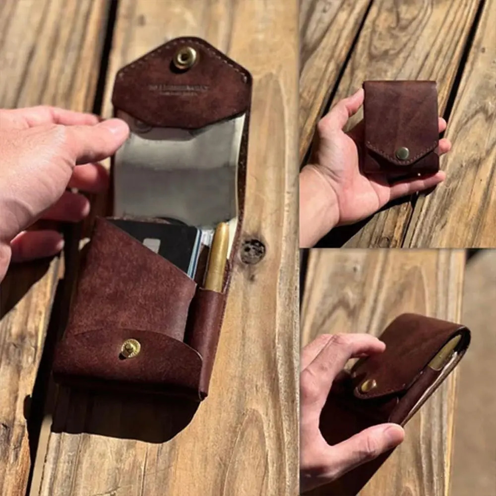 Waterproof Multifunctional Compact Wallet Handmade PU Leather Built-in Pen Slot Front Pocket Wallets Money Clip Travel 250612 - view 5