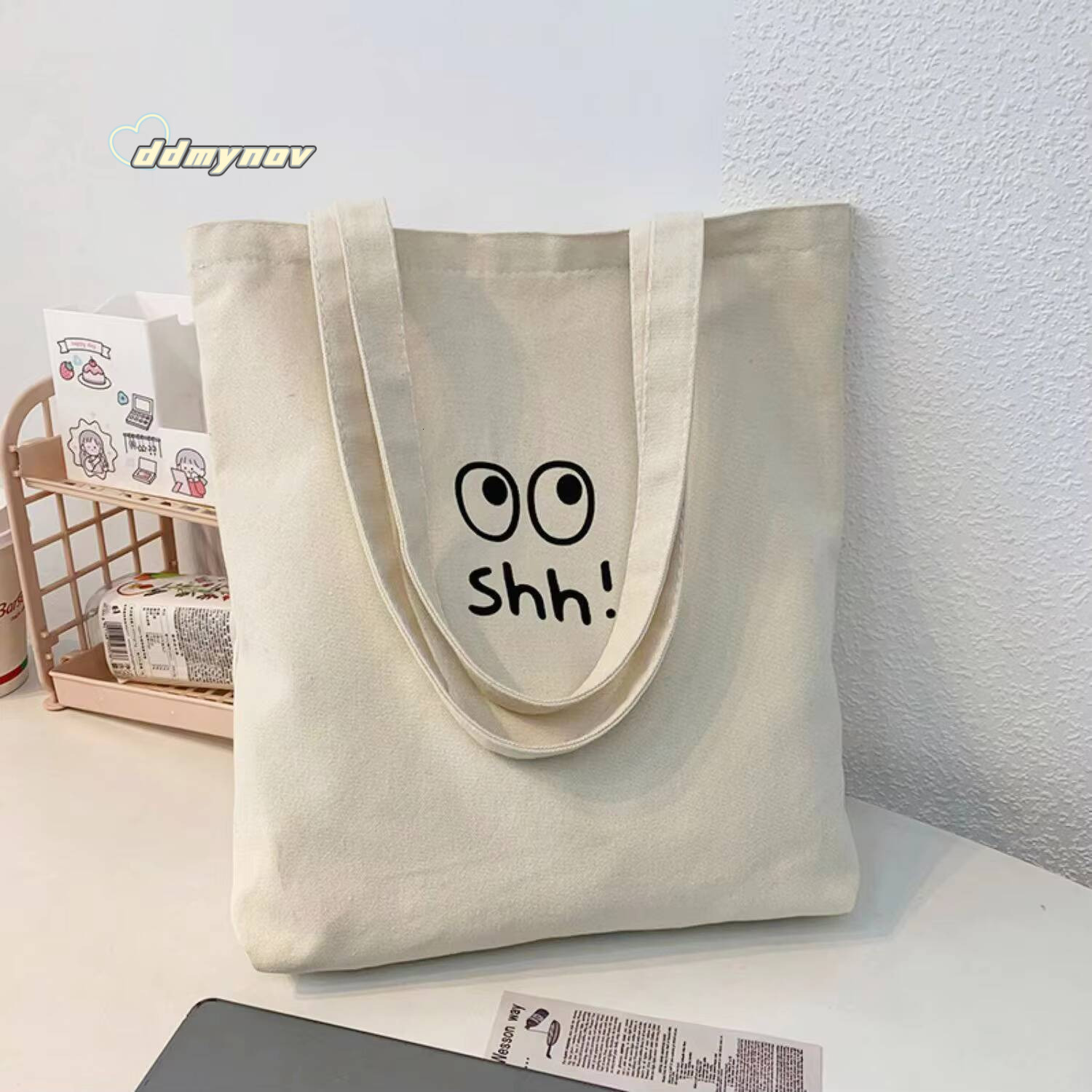 Simple Painting Large Capacity Canvas Handbag Daily Single Shoulder Bag ddmynov