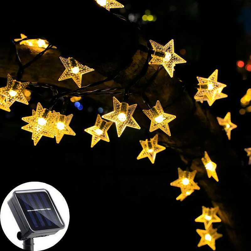 12M 7M 5M Solar Star Lamp Outdoor Garden Garlands Fairy Twinkle LED Light String for Christmas Tree Wedding Party Decoration XJ250612