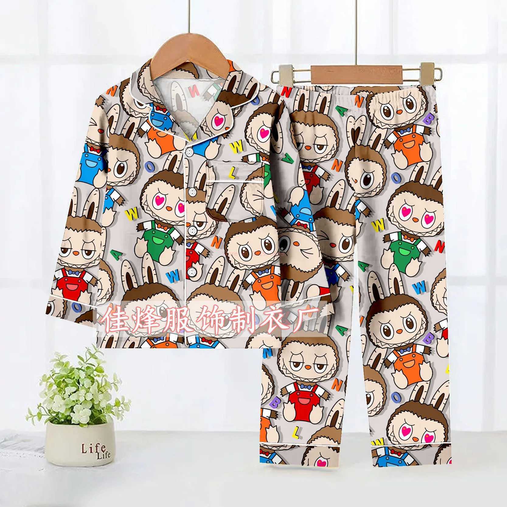 New Labubu ChildrenS Pajamas Anime Cute Boys And Girls Summer Short Sleeved Pajamas Soft Home Clothes Set Holiday Gifts Z250613