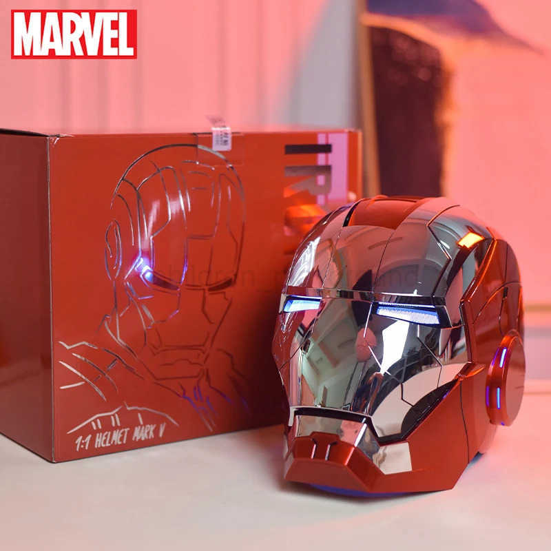 Disney New AutoKing 1 1 Mk5 Iron Man Helmet Cosplay Voice Control Eyes with Light Model Toys for Adult Electric Wearable Christmas Gift W250613