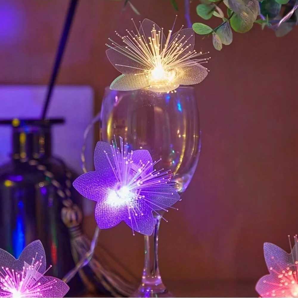 1PC 1.5M10LED/3M20LED artificial fiber optic flower battery box fairy light string excluding battery used for party decorationXJ250612