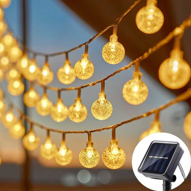 20/50/100LED Solar-Powered Bubble Ball LED String Light Waterproof Outdoor Courtyard Garden Fairy Lights Ramadan Decorations XJ250612
