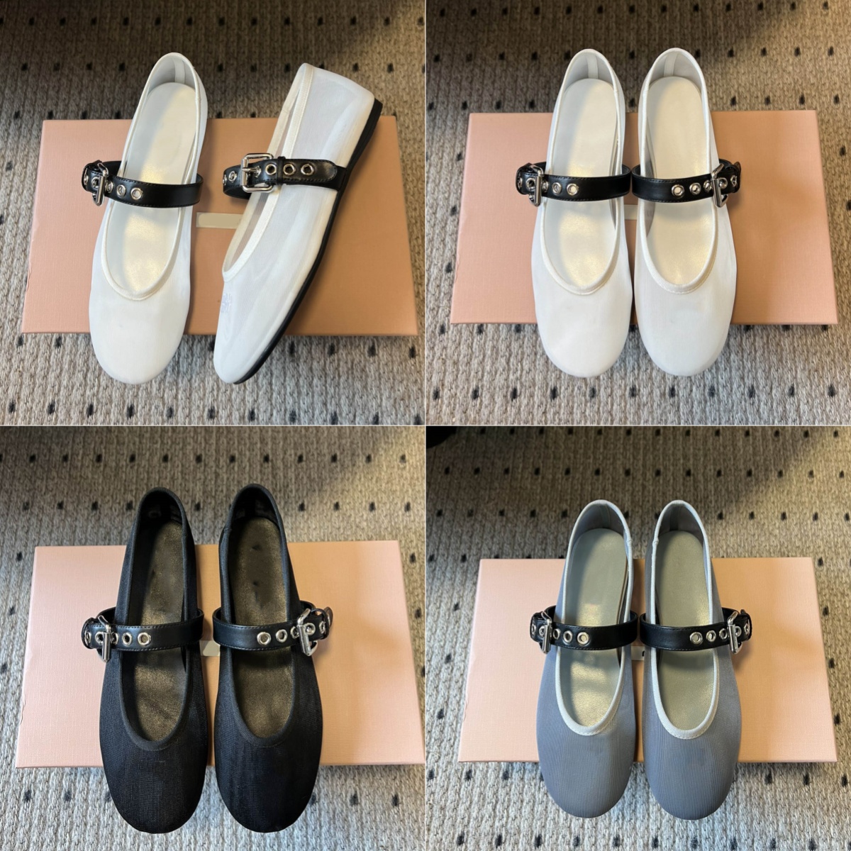 New mesh lolita shoes designer ballet flats Luxury sandals for women Round toe Mary Jane shoes Breathable and comfortable flats mirror quality sandals white 35-40