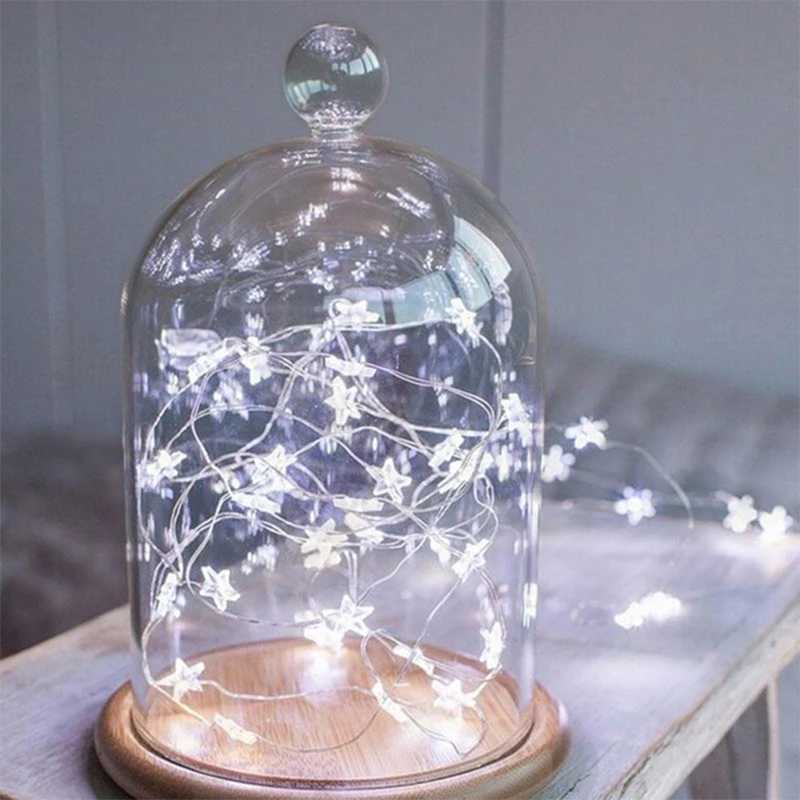 10/50 LED Star Fairy Lights Battery Operated Twinkle String Light Copper Wire String Lights Xmas Wedding Party Table Decor XJ250612