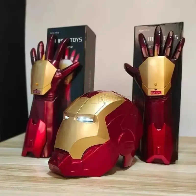 Disney Marvel Iron Man Helmet Mk Jarvis Wearable Automatic Opening And Closing Hood Deformable Luminous Hood Mechanical Arm Toy Gifts W250613