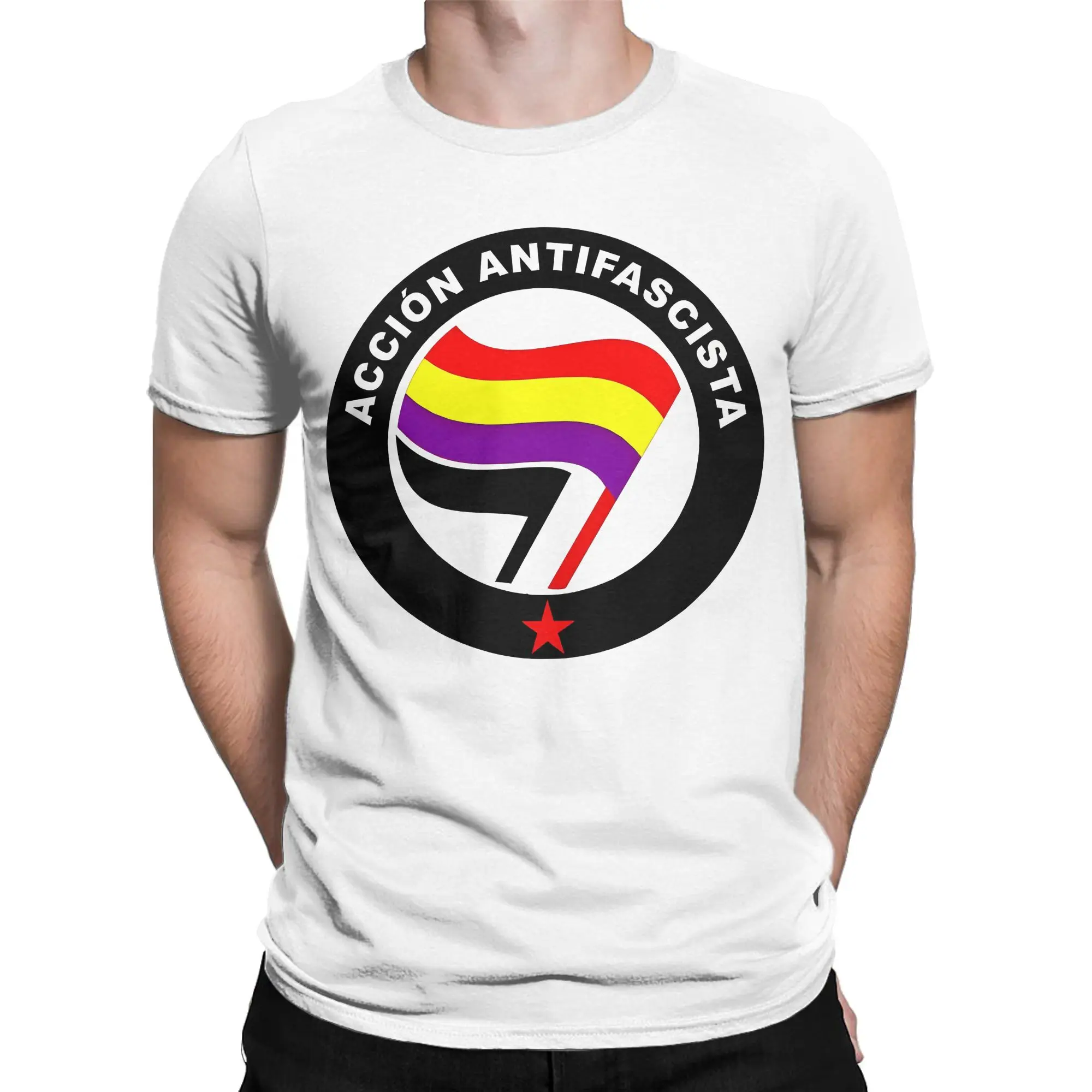 Antifascist Action Spanish Republic Designer T Shirts for Men Pure Cotton Cool T-Shirts O Neck Anti Fascist Tee Shirt Short Sleeve Tops 2025 New