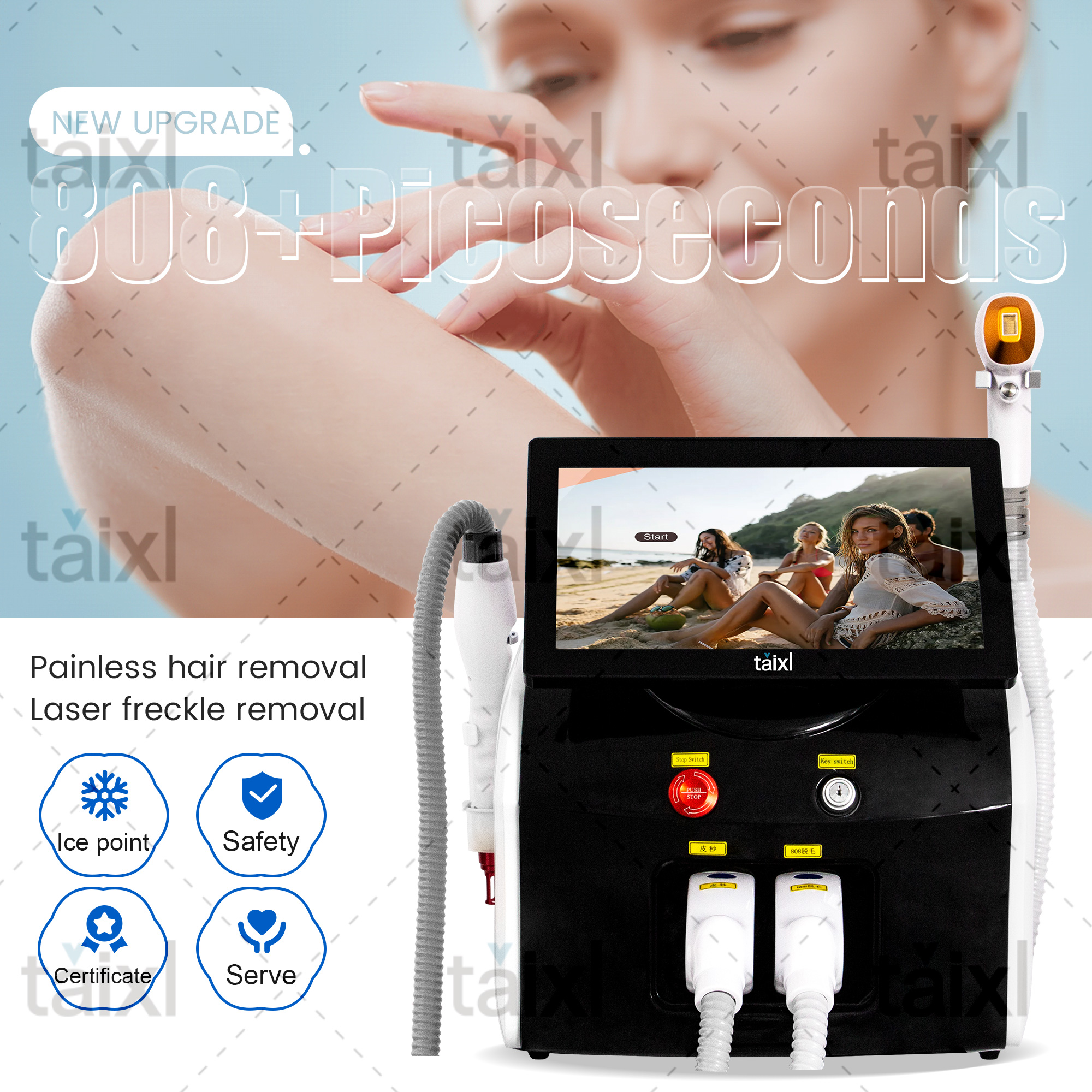2025 New 808nm Diode Laser 2 in 1 Picosecond Laser Tattoo Removal And Hair Removal Switched Machine pico second laser epilator for women