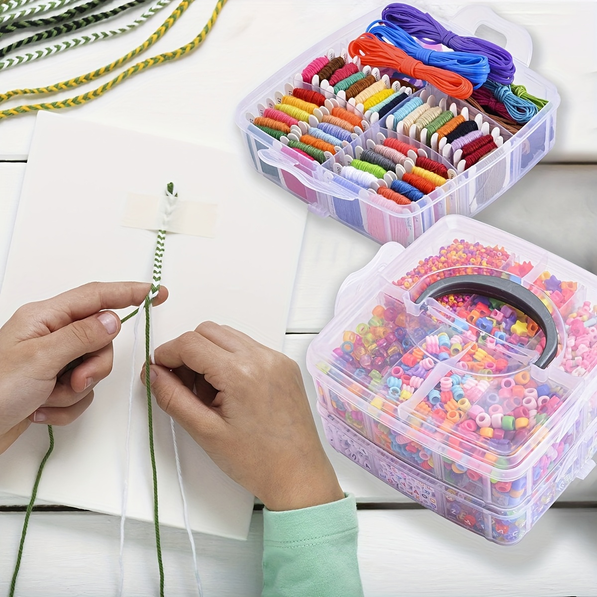 Moonlitwandering 5000PCS Friendship Bracelet Beads Kit with 3-Layer Storage Box