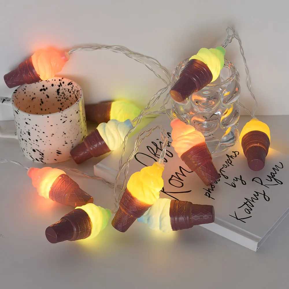 Fairy Lights LED Ice Cream String Rainbow Garland Christmas Tree Kids Bedroom Living Room Decor Lamp Patio Wedding Party Outdoor XJ250612