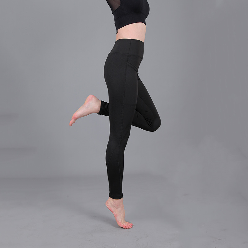 Europe and the United States popular high waist hip lift slim fitness side pocket sports leggings yoga pants women