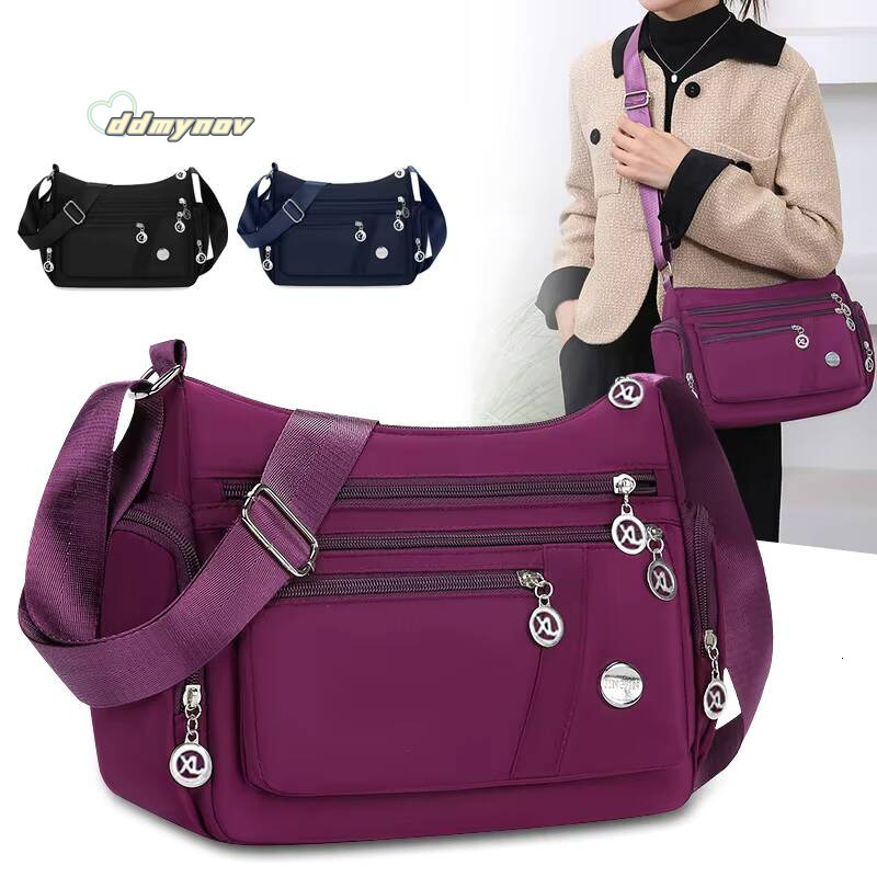 Women's Large Capacity Shoulder Waterproof and Wear Resistant Multi Pocket Commuter Leisure Outdoor Crossbody Bag ddmynov