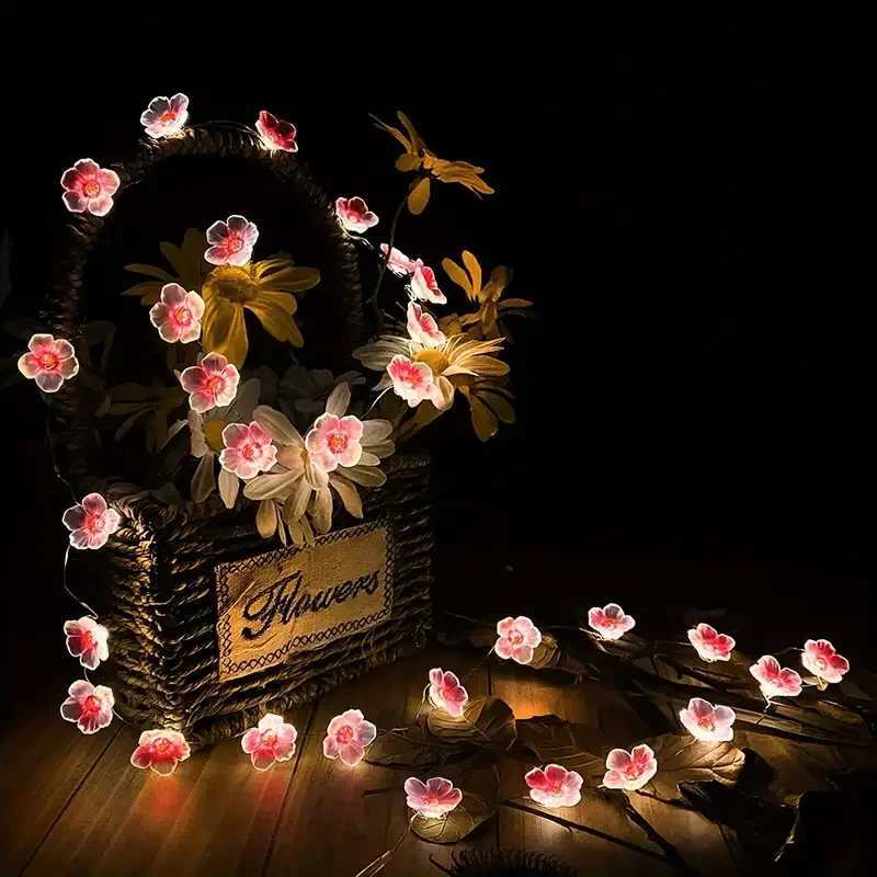 1pc 10/20/30LED Cherry Blossom Fairy String Lights Battery Powered For Home Wedding Indoor Holiday Party Festival Decoration XJ250612