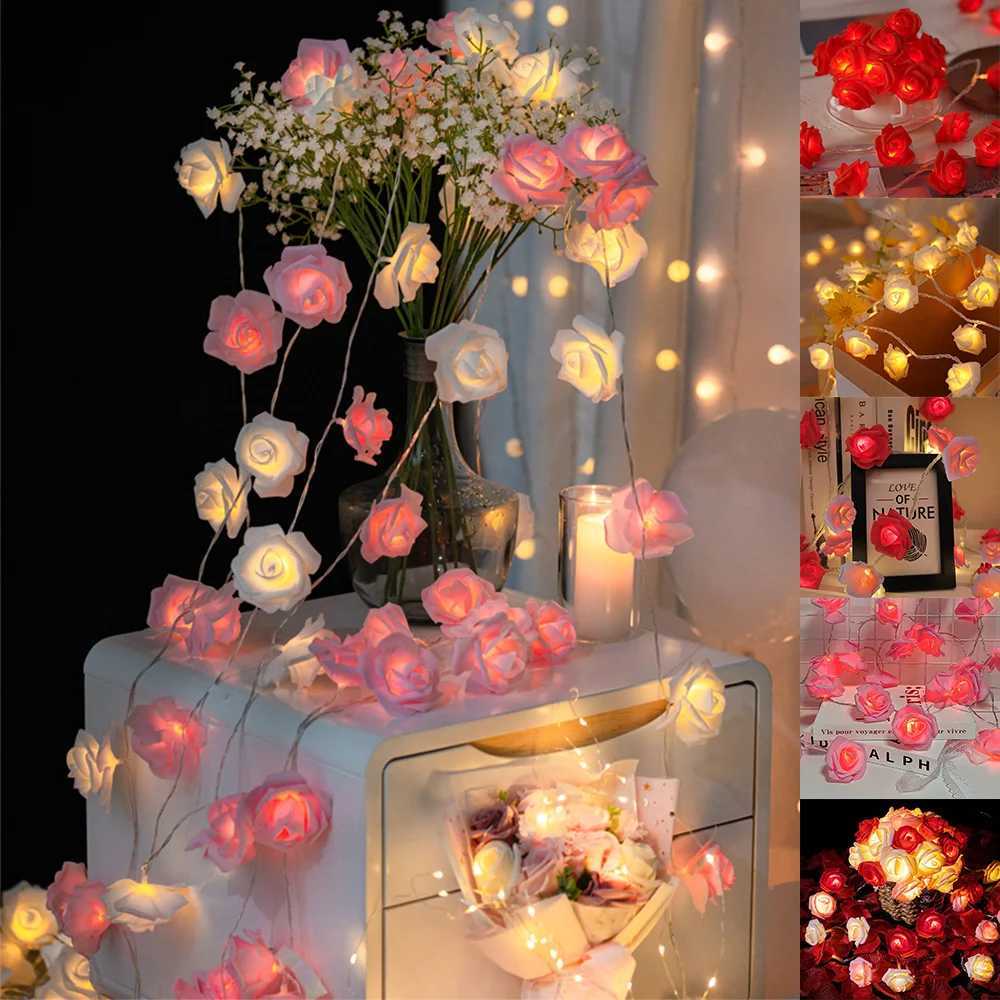 3M 20 LED Rose String Lights Battery Operated Flower Garland Fairy Lights Valentine Wedding Party Decoration Christmas LightsXJ250612