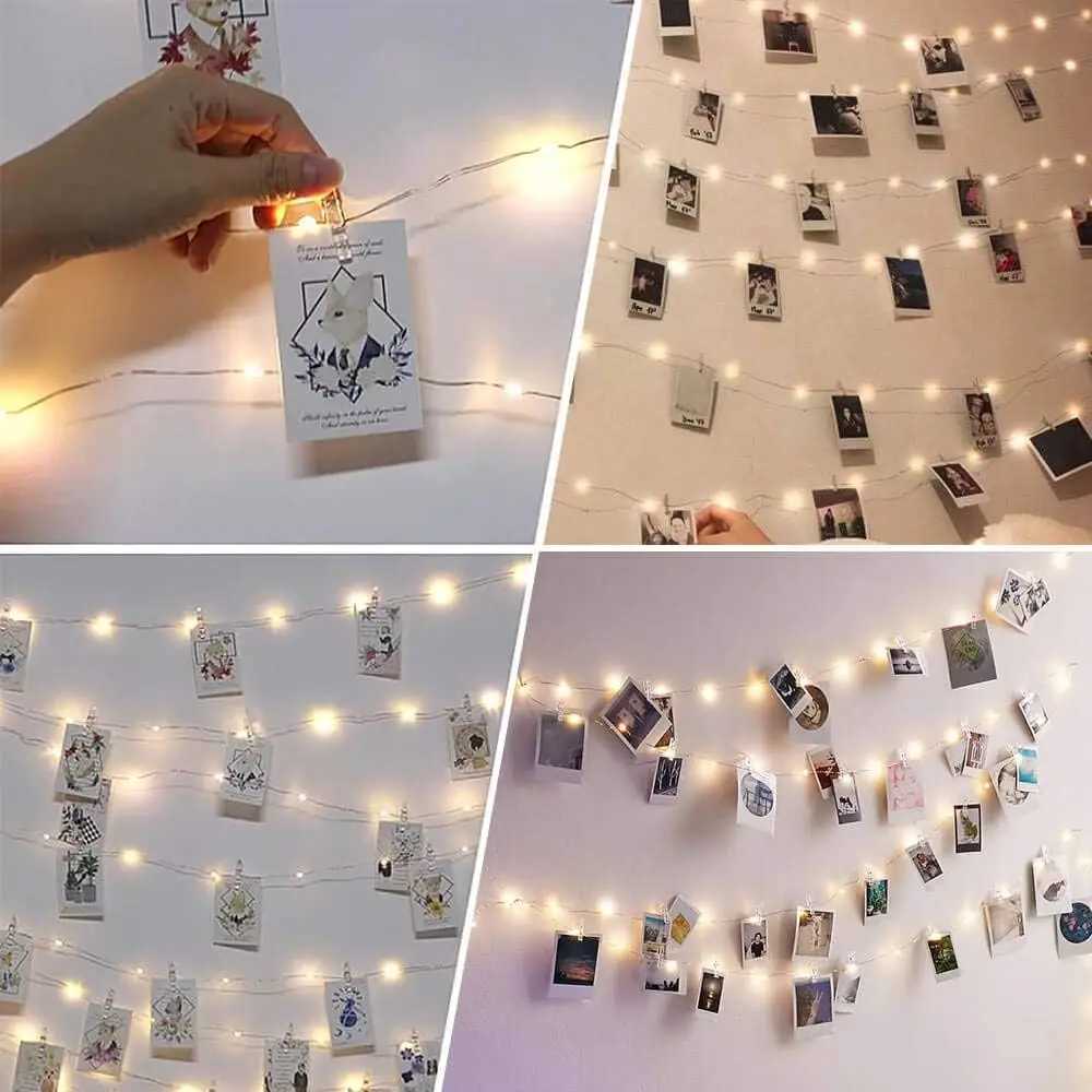 Photo Clip String Lights LED Fairy Lights Picture Clips USB Powered String Light with Clips for Bedroom Christmas Party Decor XJ250612