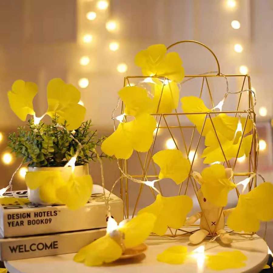 LED simulation ginkgo leaf and leaf light string small colored lights ins girls heart network red lightXJ250612