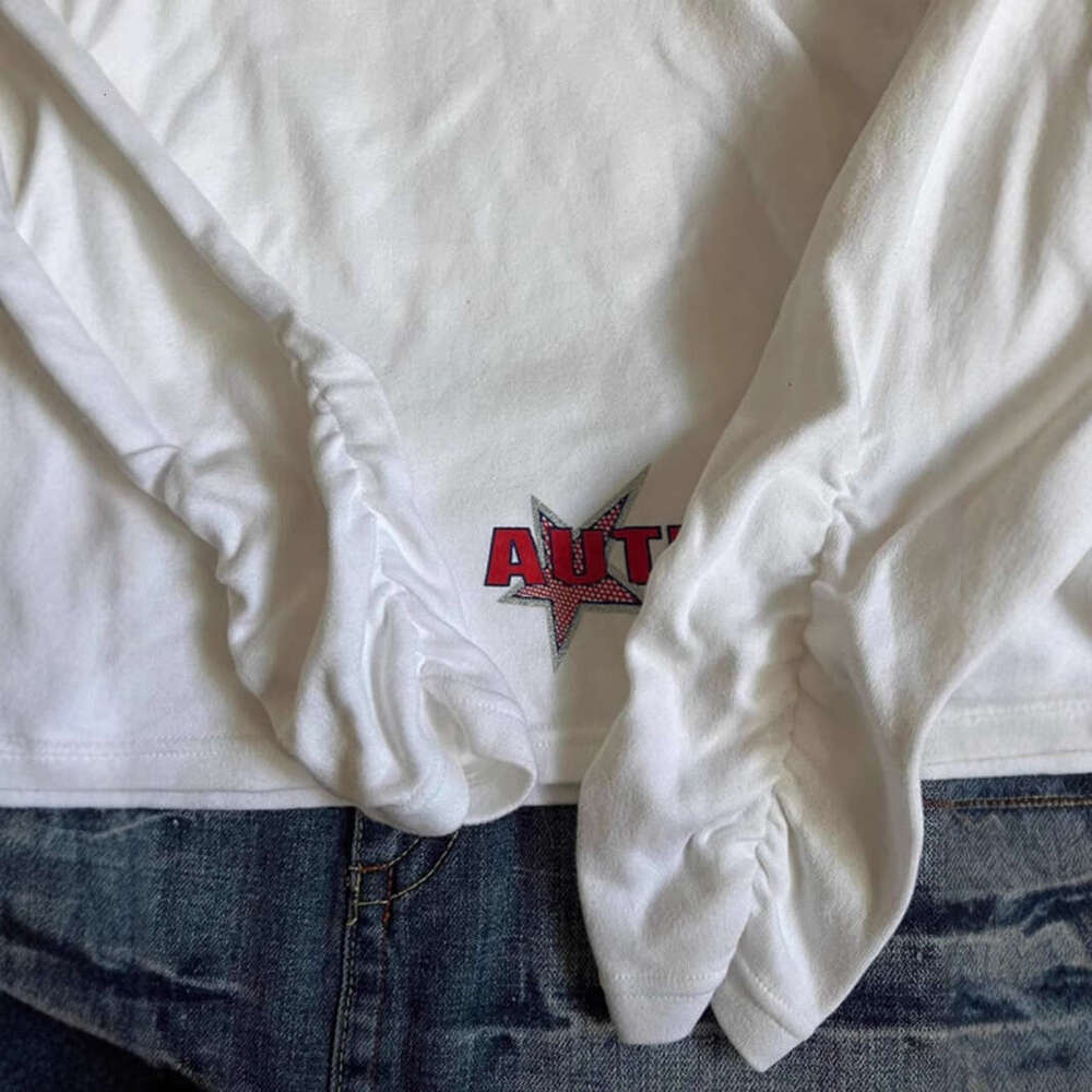 hoodie Women's Wear New White Long Sleeve Crew Neck T-Shirt For Women, Autumn Drawstring Waist Design, Unique Fashion Top jacket