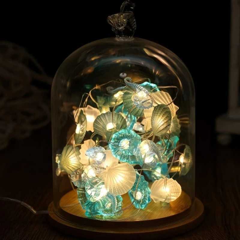 2M 20LED Marine Themed Fairy Light String Seashell Starfish String Light Ocean Theme Party Kids Bedroom DIY Home Decorations XJ250612