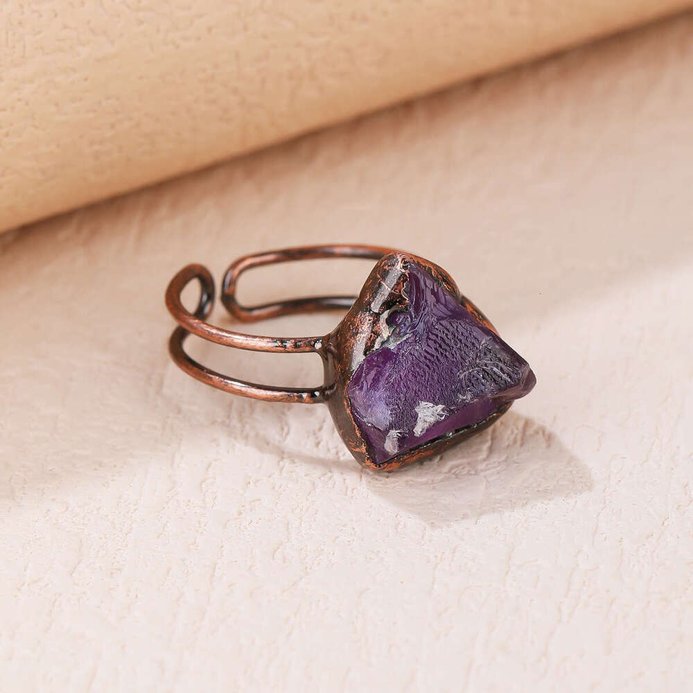 Amethyst Citrine Green Fluorite Aquamarine Rhodochrosite Garnet Adjustable Open Ring for Pinky Finger