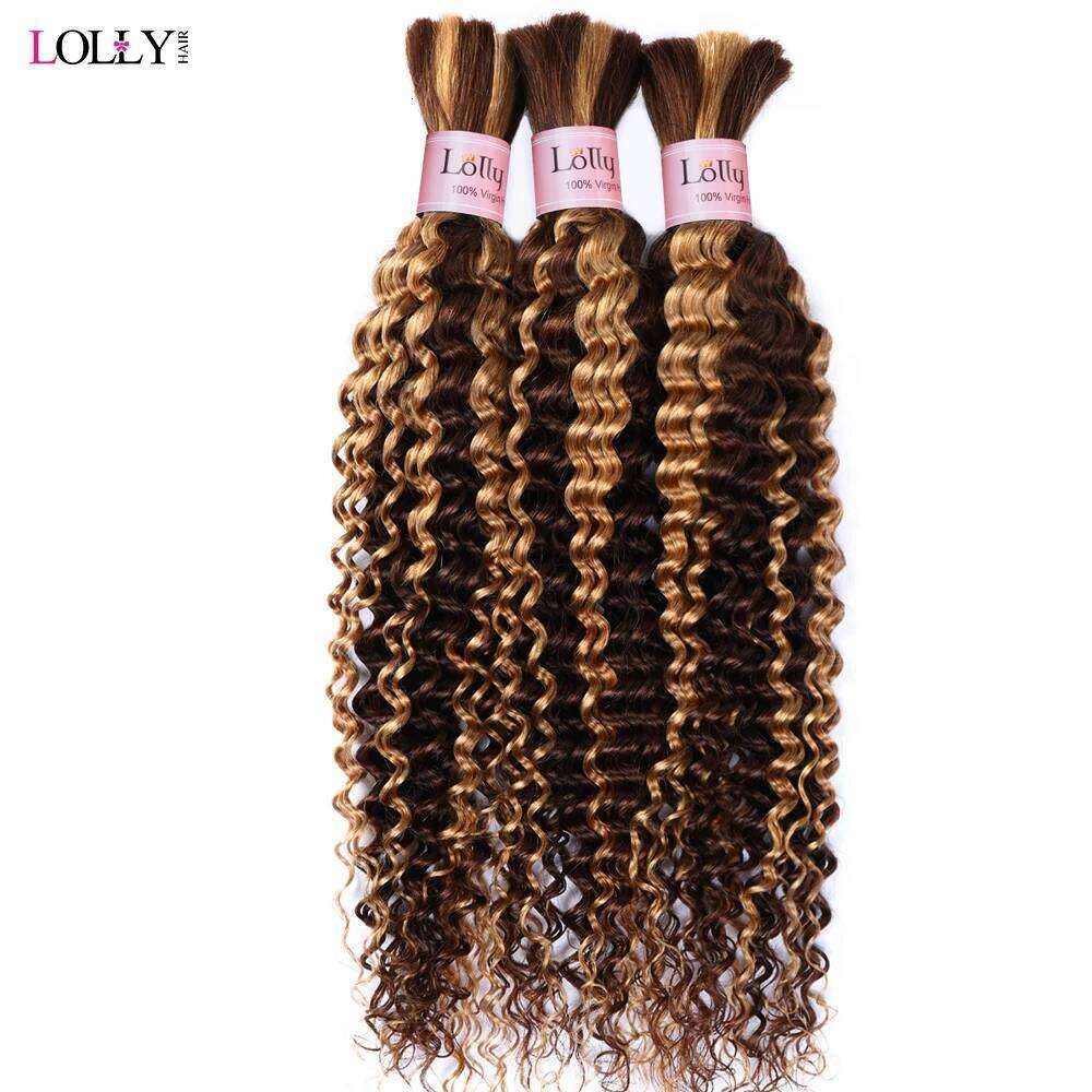 Highlight Honey Brown Deep Wave Bulk for Braiding 100g No Weft Boho Braids Brazilian Virgin Human Hair Extensions