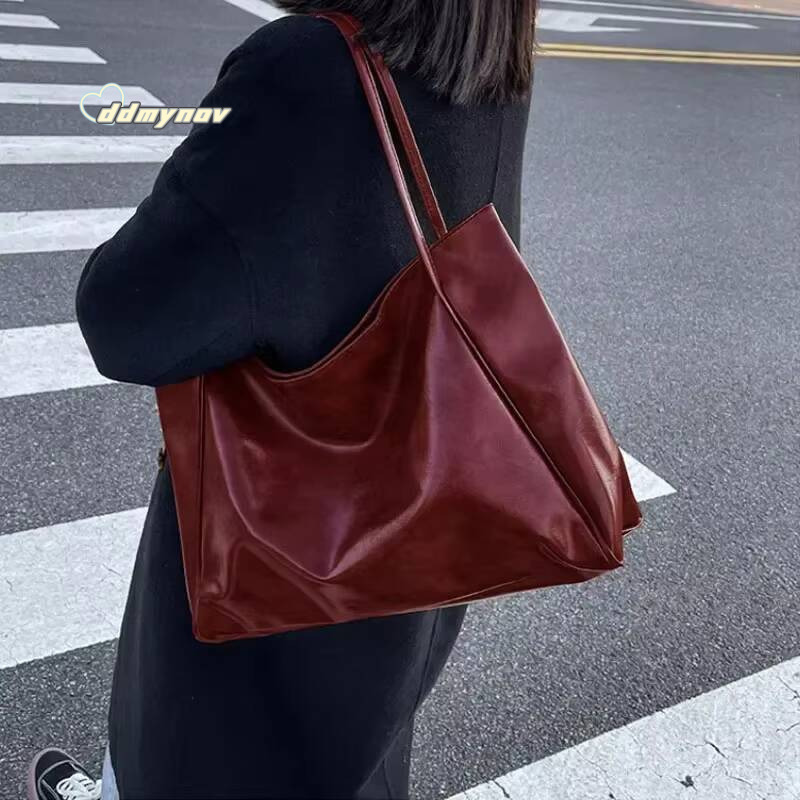 Women Tote Fashion Underarm Pouch Large Capacity Soft Pu Leather Shoulder Retro Crossbody Bag Casual Portable BucketBags ddmynov