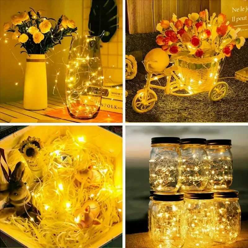 10pcs LED String Light 1M 10Leds Warm White RGB Battery Powered Copper Wire Fairy Lamp For Christmas Bedroom Garden Party DecorXJ250612