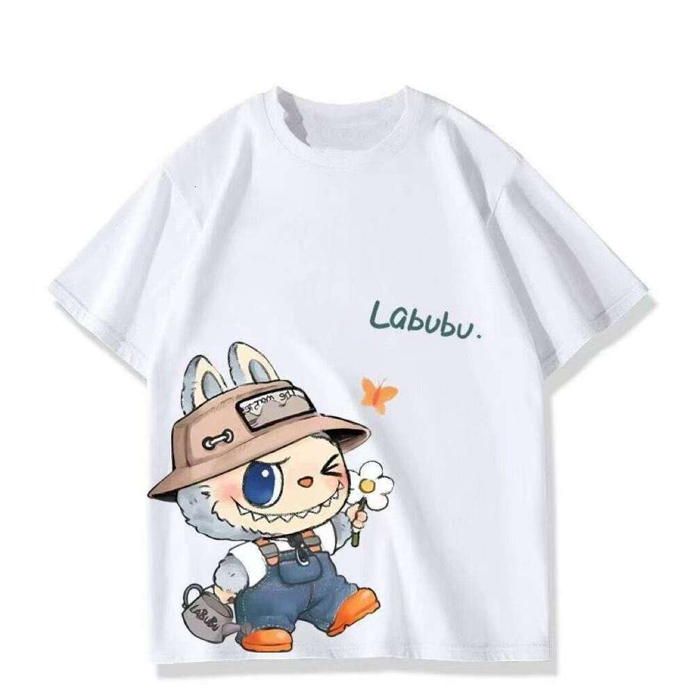 Labubu cartoon fashion brand product short sleeved T-shirt suitable for both men and women in summer, loose half sleeved, labubu summer short sleeved