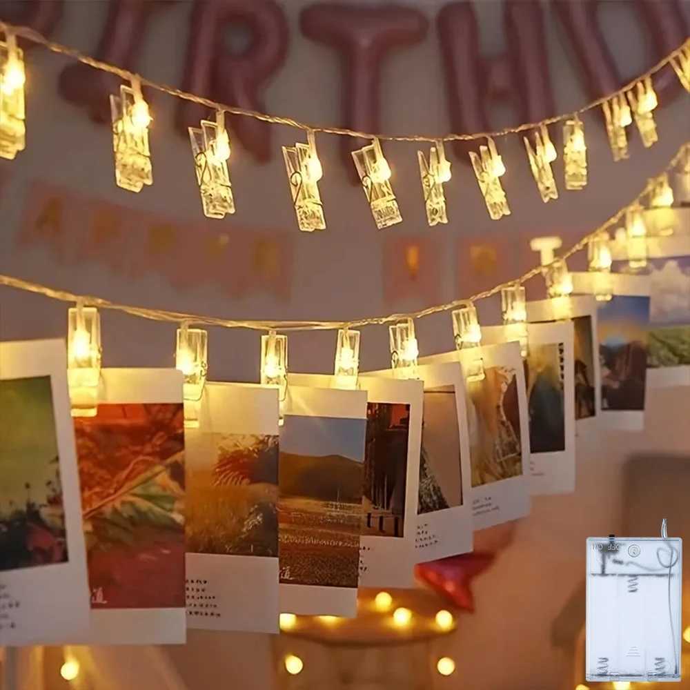 1PC Photos Clips String Lights 20/10 LED Battery Operated Fairy String Lights for Hanging Pictures Party Festival Indoor Decor XJ250612