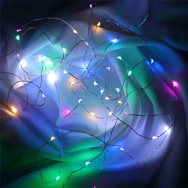 Fairy Lights AA Battery Powered 1M 10 2M 20 3M 30 5M 50 10M 100Leds Silver Led Copper Wire String Light Decorative Fairy Lights XJ250612