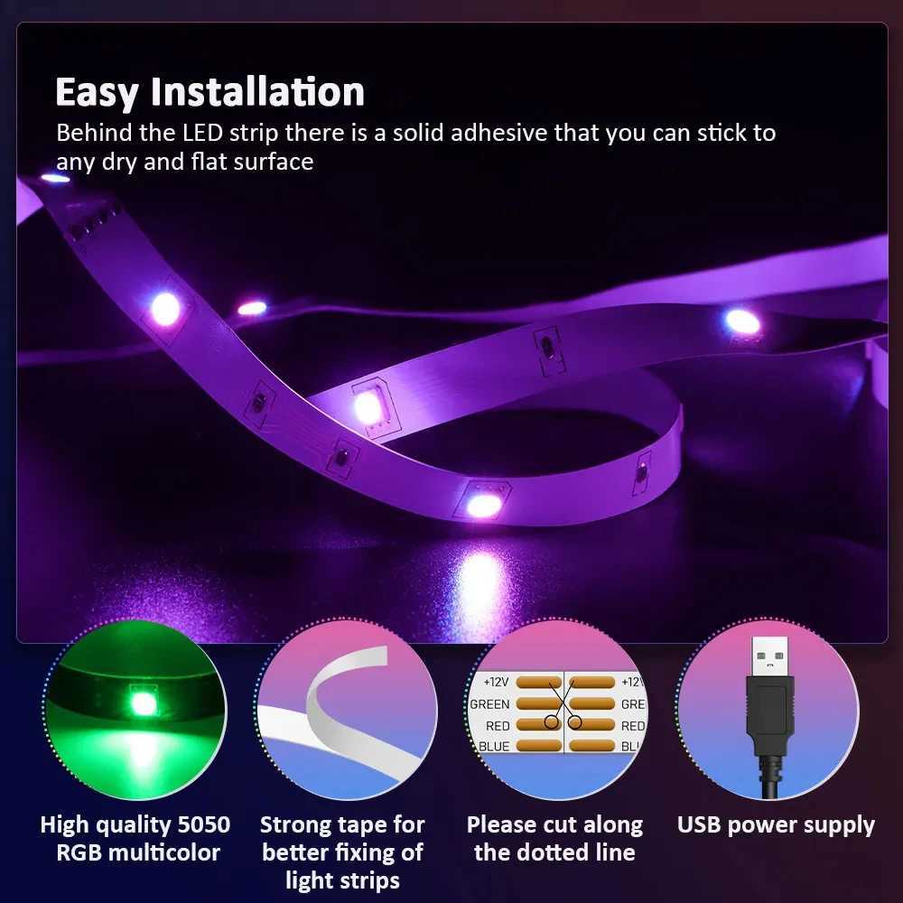 LED Strip Light USB 5V Light Rope RGB Light Strip for Room Decoration Night Light TV Background Light XJ250612