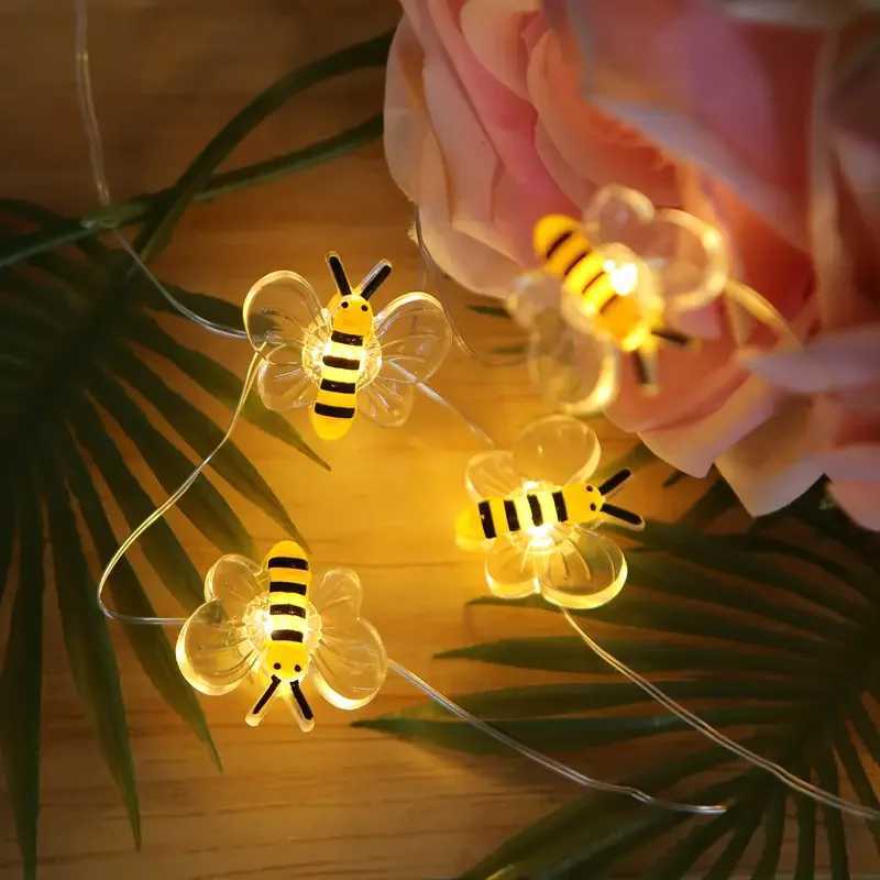 1pc 10/20/30 LED Cute Bee String Lights Garden Fairy Lights Battery Powered For Outdoor Indoor Home Party Holiday Gift Decor XJ250612