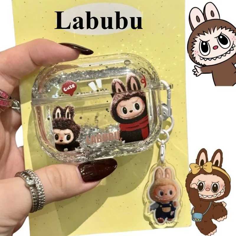 Free shipping Labubu Zimomo Anime Peripherals Creative Dream Quicksand Bluetooth Headset Anti-Lost Protective Case Girlfriend Gift