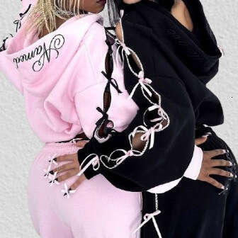 Women's Wear New Set Sweatshirt Casual Bowknot Letter Street Youth Fleece Sweatpants Sports
