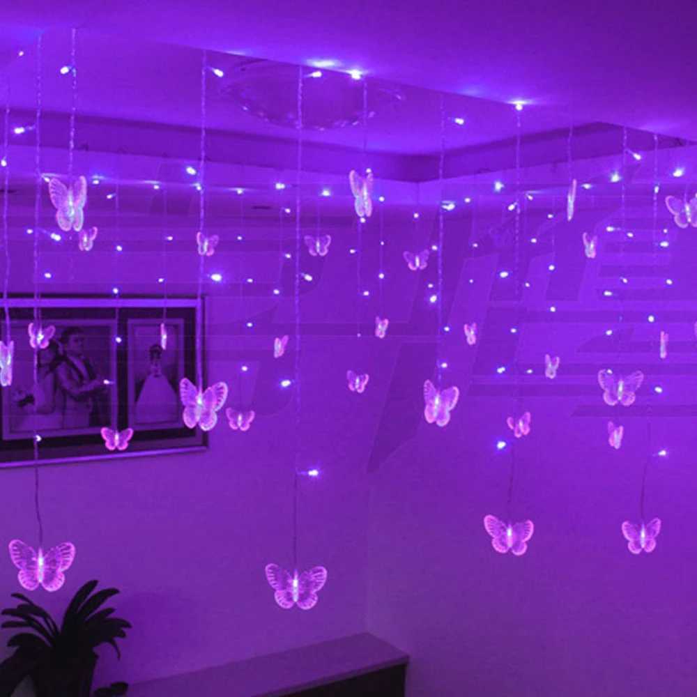 3.5M Pink Fairy Lights LED Butterfly Garland Curtain String Light For Living Room Christmas Room Home Bedroom Wedding DecorationXJ250612